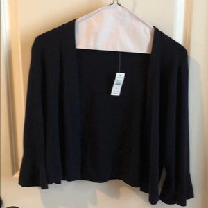 Navy shrug with flutter sleeves